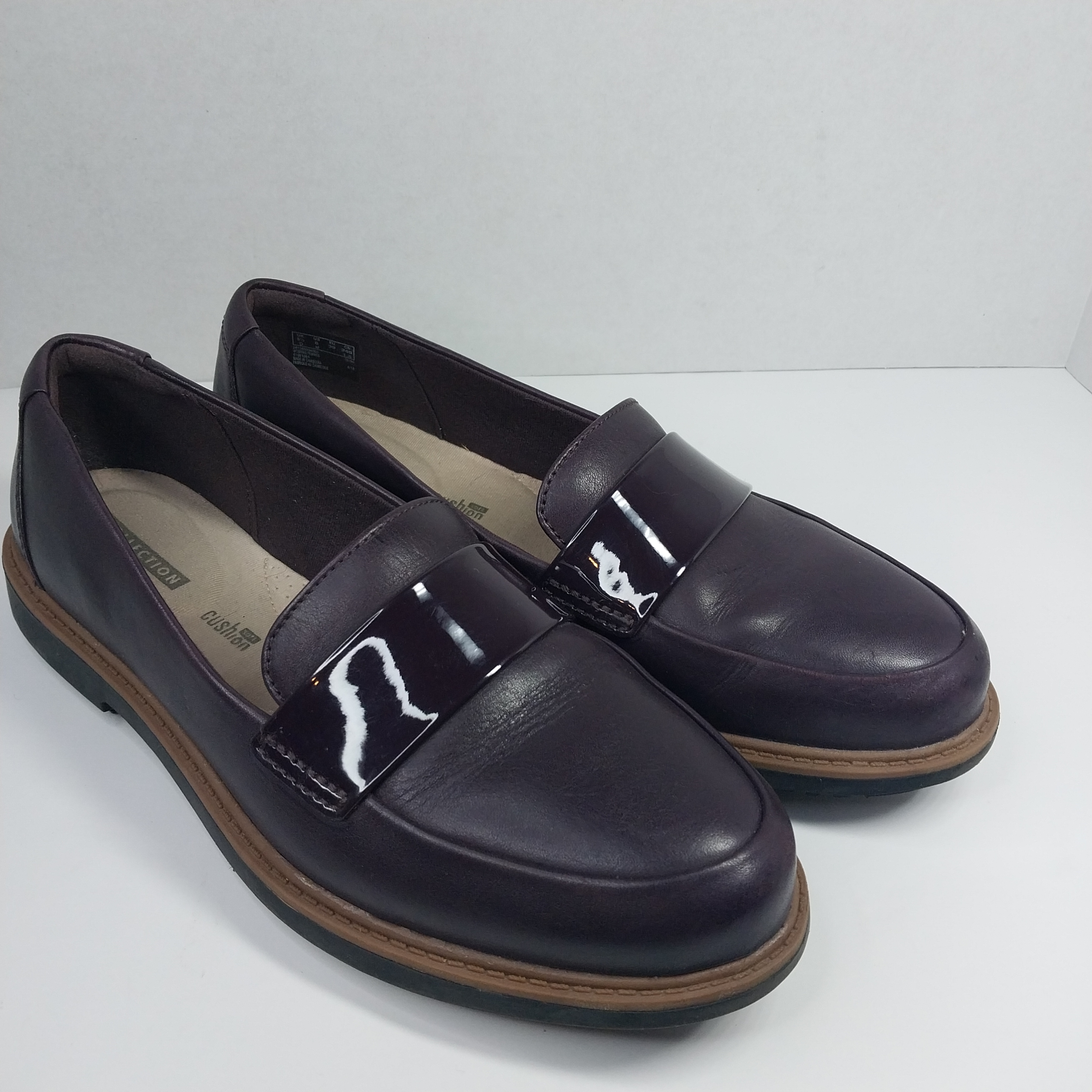 Clark Collection Arlie Loafer Leather Eggplant Purple Womens Size 8 Preppy Shoes